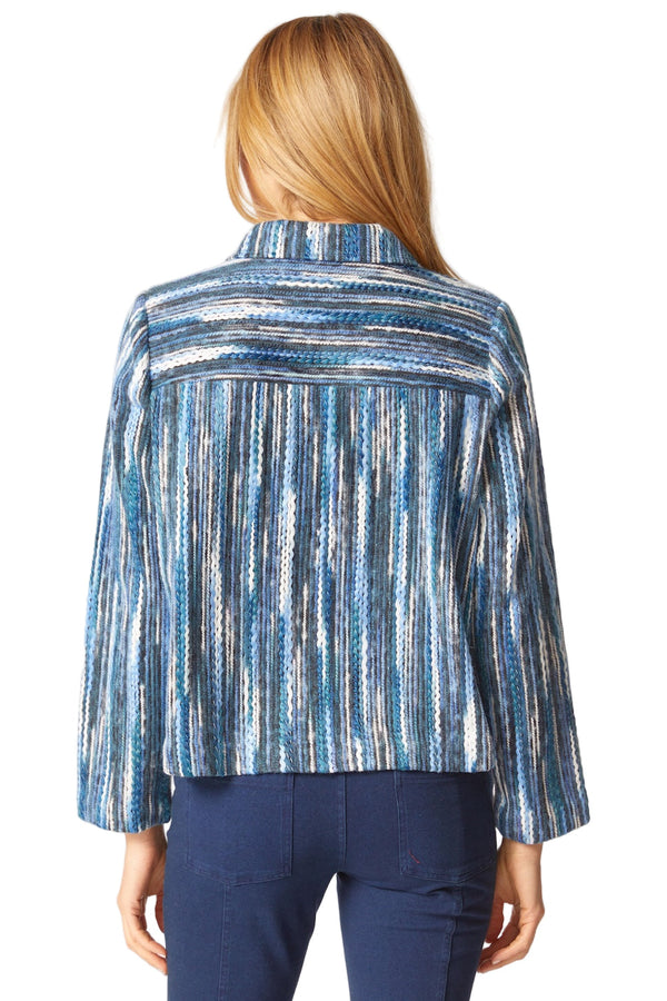 Textured Tapestry-Inspired Stripe Jacket - 65305
