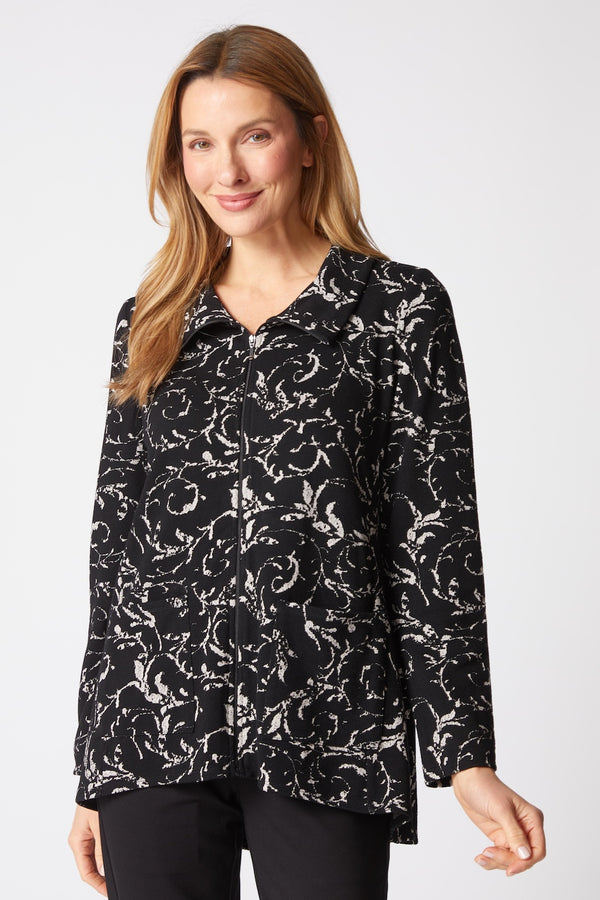 Jacquard Scroll Swing Jacket - 65922