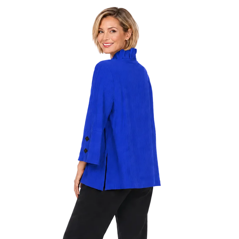Textured Ruffle Collar Jacket in Blue - 2449-NP-BLU
