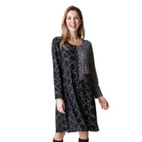 Travel Knit Circles & Dots Print Dress in Black - 55581-BK