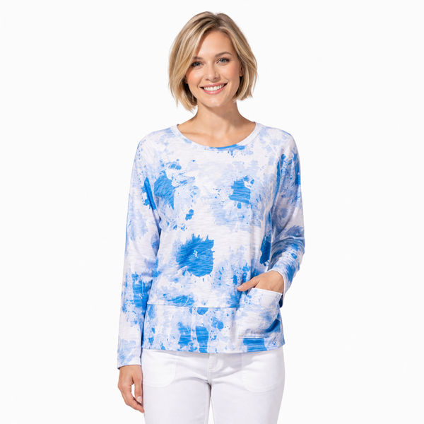 Artful Sunburst Print Cotton Pocket Pullover - 14420