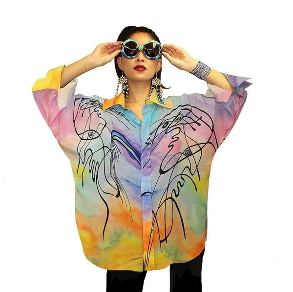 Dilemma Picasso Inspired Big Shirt in Multi  - FRBS-316-PI