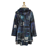 Abstract Design Hooded Flannel Coat in Blue/Multi - 4904-BLU