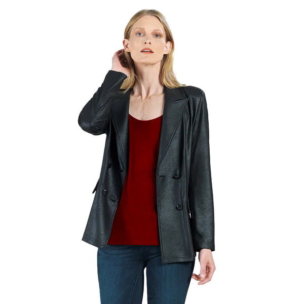 Clara Sunwoo Faux LEATHER  Blazer in Black - JK126