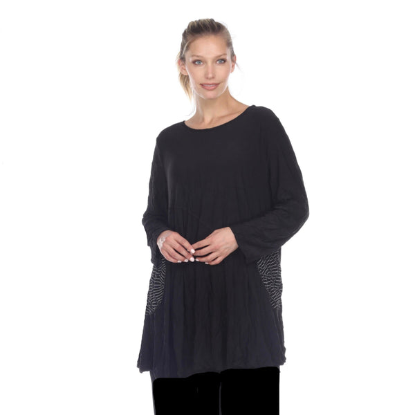 Textured Tunic W/ Pockets in Black/Grey - 2754-BLK - Size XXL