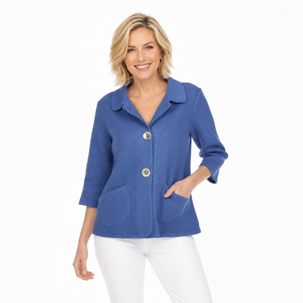 Small Waffle Jacket in French Blue - SW234-BLU - Size L Only!