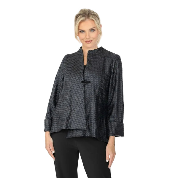 Textured Geo-Jacquard Asymmetric Jacket in Black - 6738J-BLK