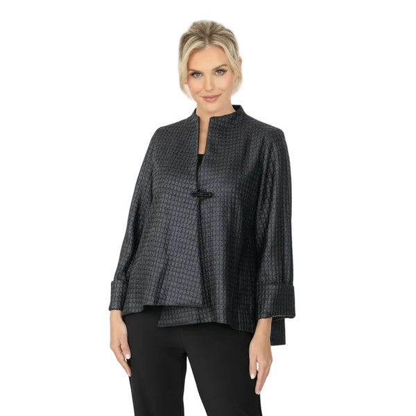 Textured Geo-Jacquard Asymmetric Jacket in Black - 6738J-BLK