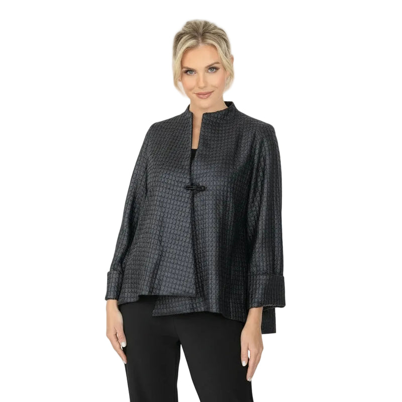 Textured Geo-Jacquard Asymmetric Jacket in Black - 6738J-BLK
