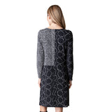 Travel Knit Circles & Dots Print Dress in Black - 55581-BK