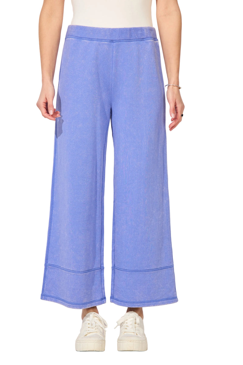 Color Washed Terry Cropped Wide Leg - 68097