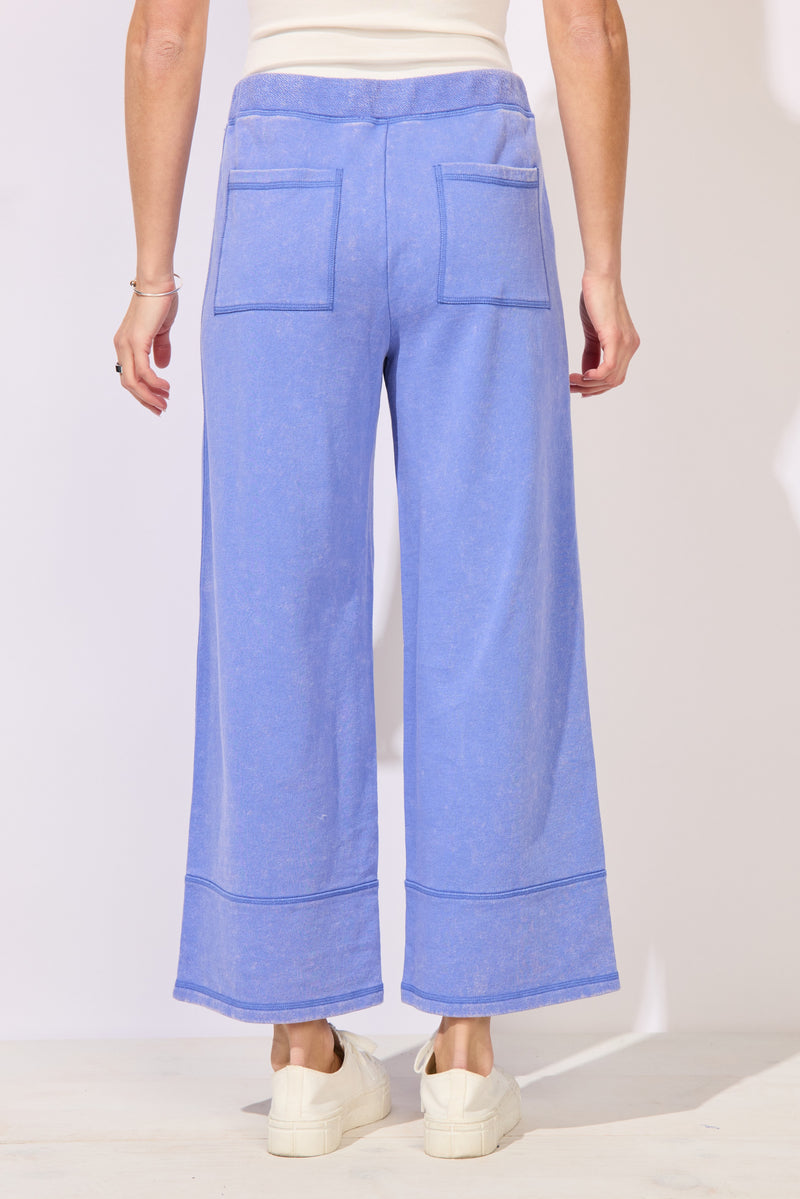 Color Washed Terry Cropped Wide Leg - 68097