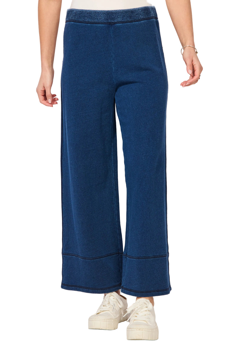 Color Washed Terry Cropped Wide Leg - 68097