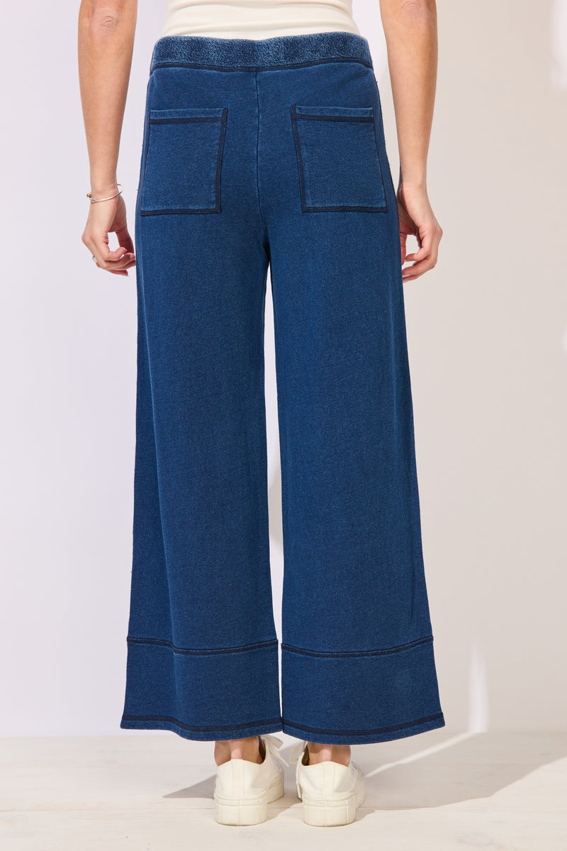 Color Washed Terry Cropped Wide Leg - 68097
