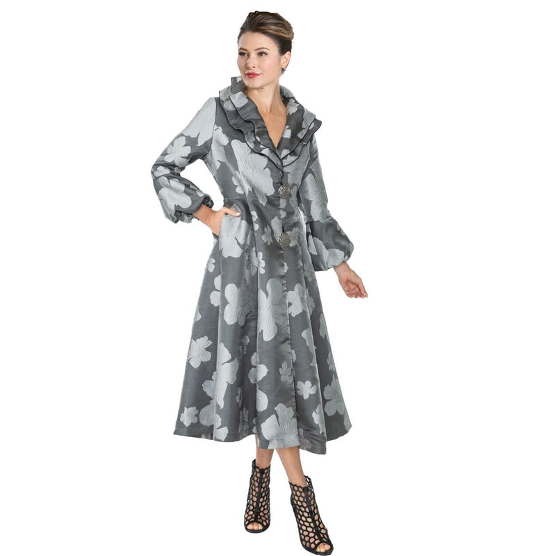 Floral Jacquard Double Collar Midi Dress/Jacket - 4764J-CH Shop My Fair Lady Floral Jacquard Double Collar Midi Dress/Jacket - 4764J-CH Shop My Fair Lady