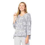 Super Soft Knit Floral Top in Grey - 36469-GRY