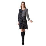 Travel Knit Circles & Dots Print Dress in Black - 55581-BK