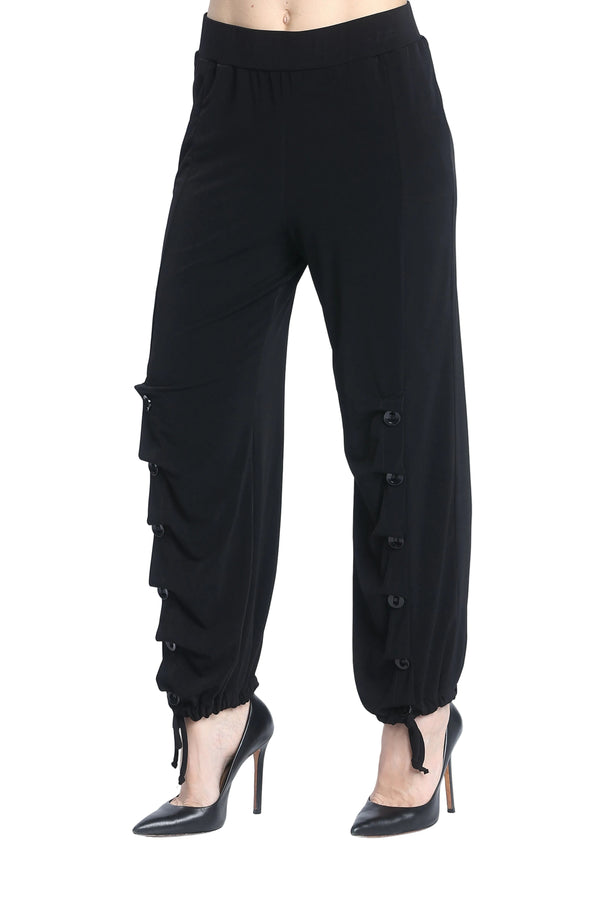 Button Detail Harem Pant in Black - 6900P-BLK