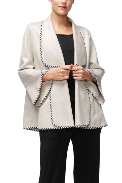 Faux Suede Open Front Jacket in Sand - 6916J
