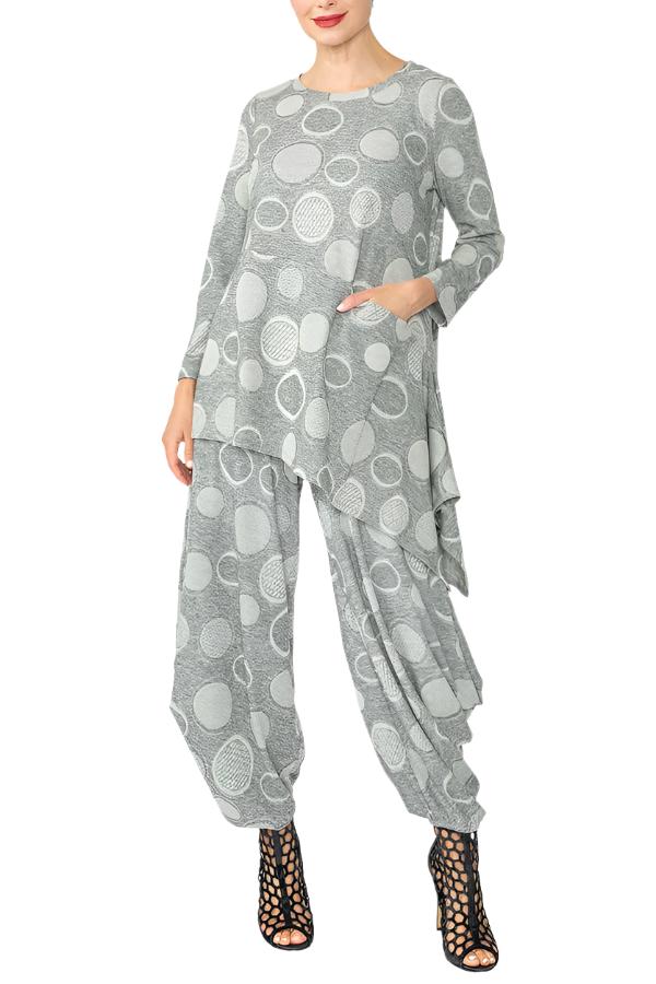 IC Collection Polka-Dot Harem Pant in Grey - 6954P-GRY