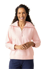 French Terry Quarter Zip Pullover in Carnation - 69334-PNK