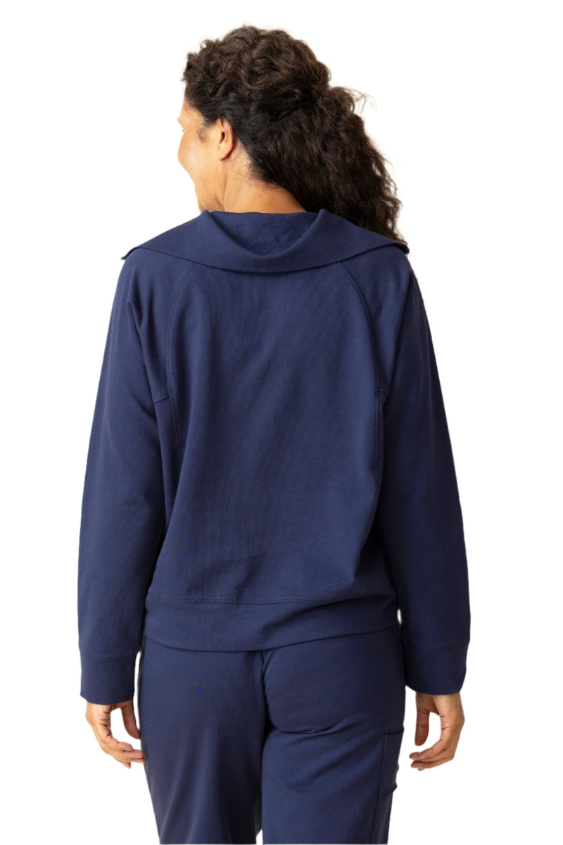 French Terry Quarter Zip Pullover in Navy - 69334-NVY