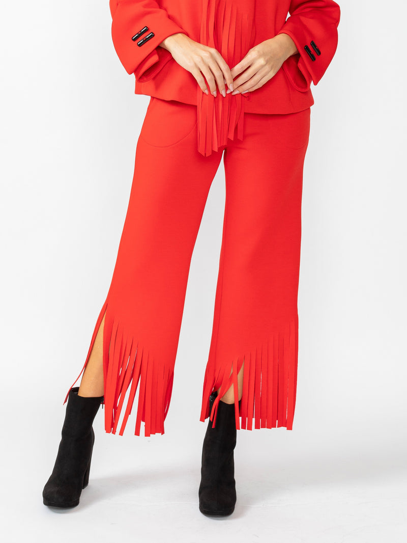 Fashion Foward Fringe Pant in Red - 6934P-RD
