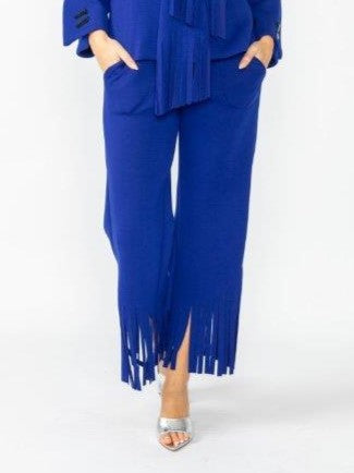 Fashion Foward Fringe Pant in Blue - 6934P-BLU