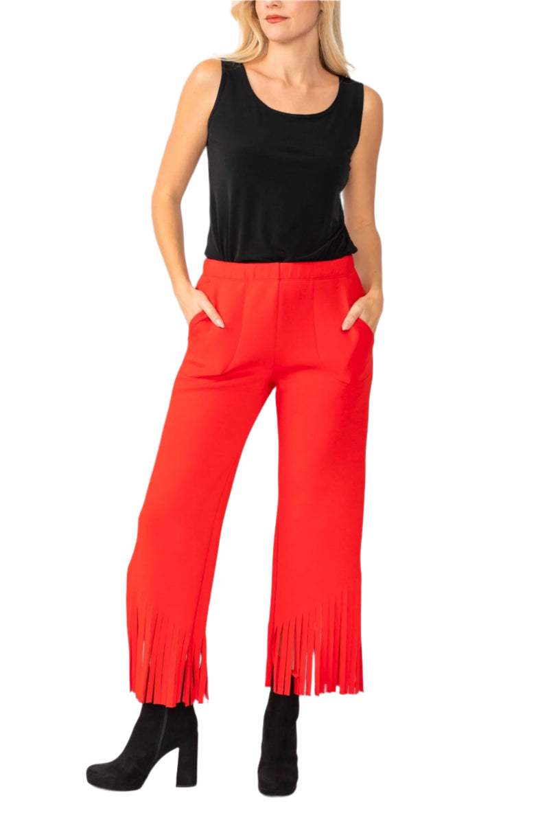Fashion Foward Fringe Pant in Red - 6934P-RD