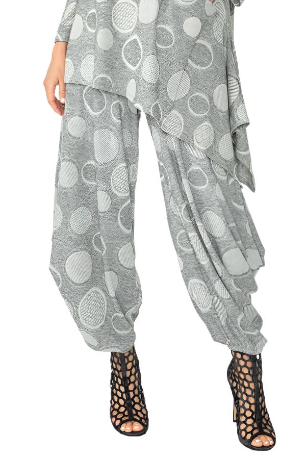 IC Collection Polka-Dot Harem Pant in Grey - 6954P-GRY