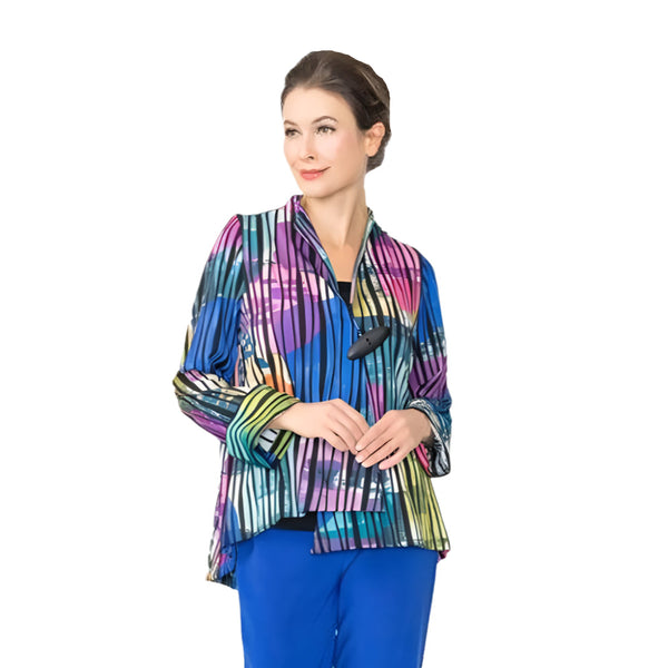 Colorful Textured Stripe Jacket in Multi - 6970J