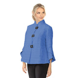 Textured Tulip Sleeve Jacket in Blue - 6990J-BLU