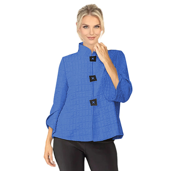 Textured Tulip Sleeve Jacket in Blue - 6990J-BLU