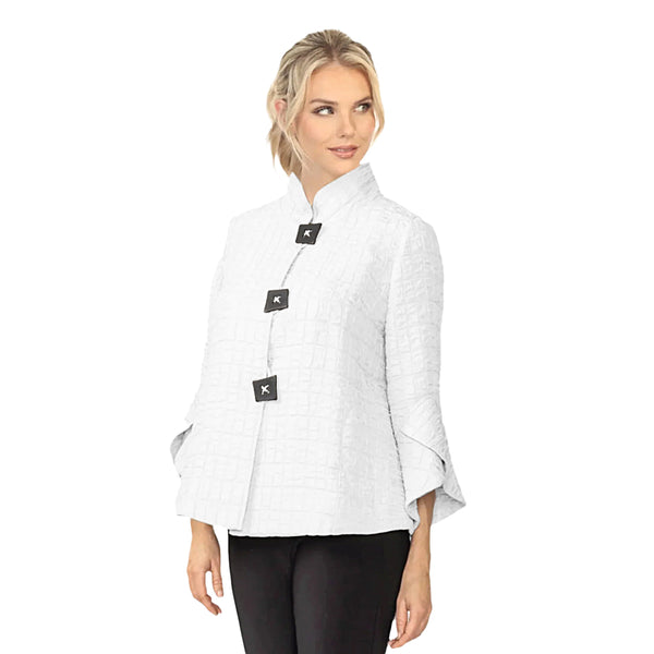 Textured Tulip Sleeve Jacket in White - 6990J-WHT