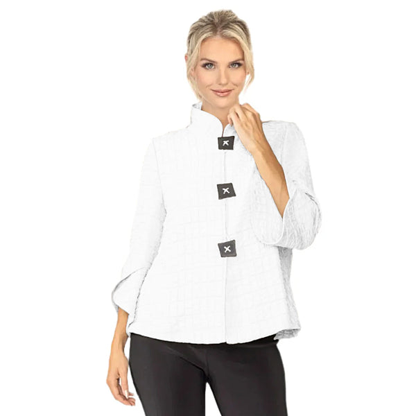 Textured Tulip Sleeve Jacket in White - 6990J-WHT