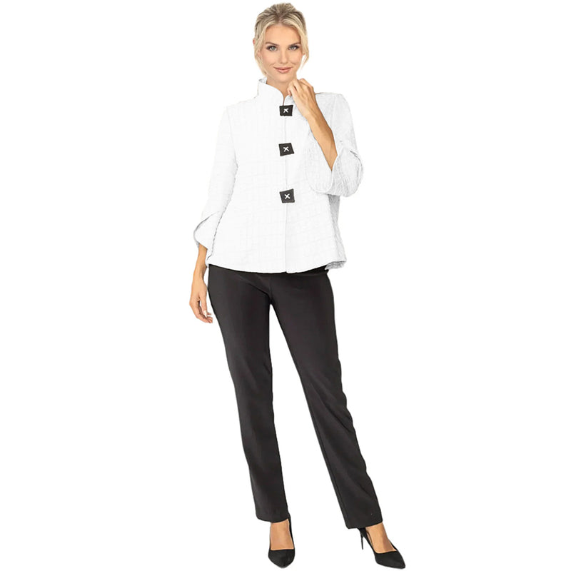 Textured Tulip Sleeve Jacket in White - 6990J-WT