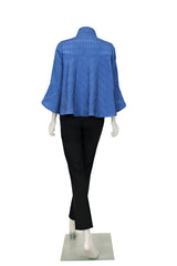 Textured Tulip Sleeve Jacket in Blue - 6990J-BLU