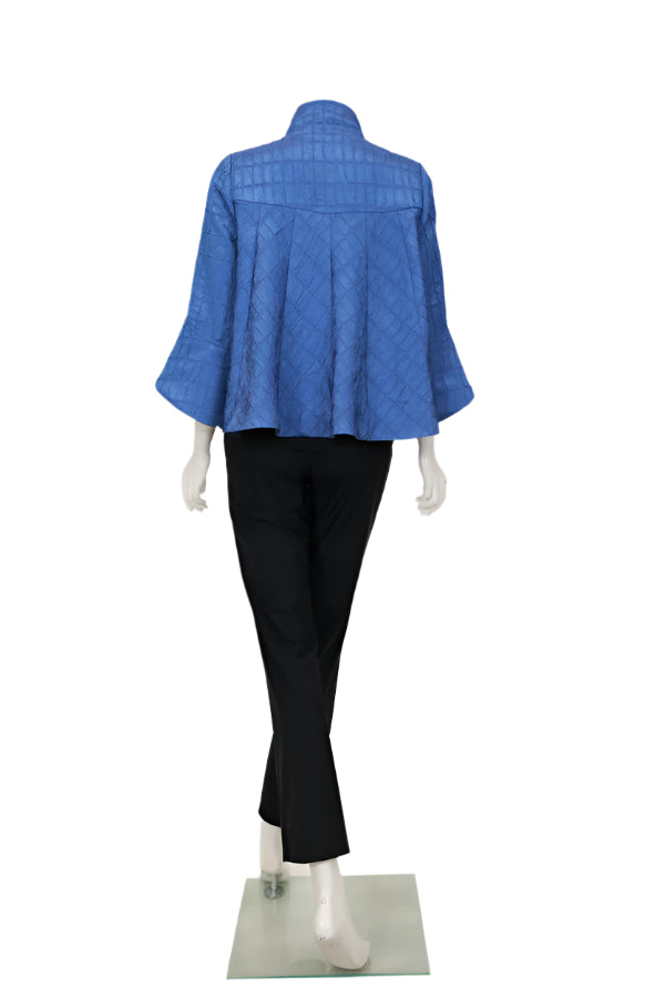 Textured Tulip Sleeve Jacket in Blue - 6990J-BLU