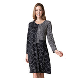 Travel Knit Circles & Dots Print Dress in Black - 55581-BK