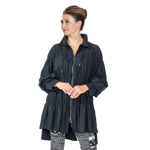 Zip Front Parachute Jacket in Black 8420J-BLK