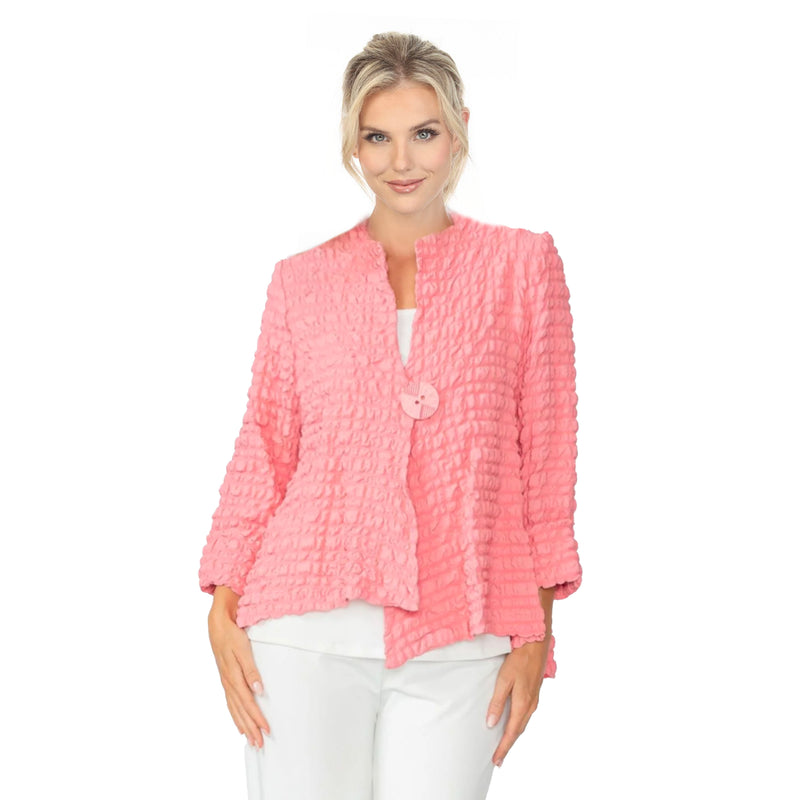 Textured Asymmetric Jacket in Rose - 4507J-ROS