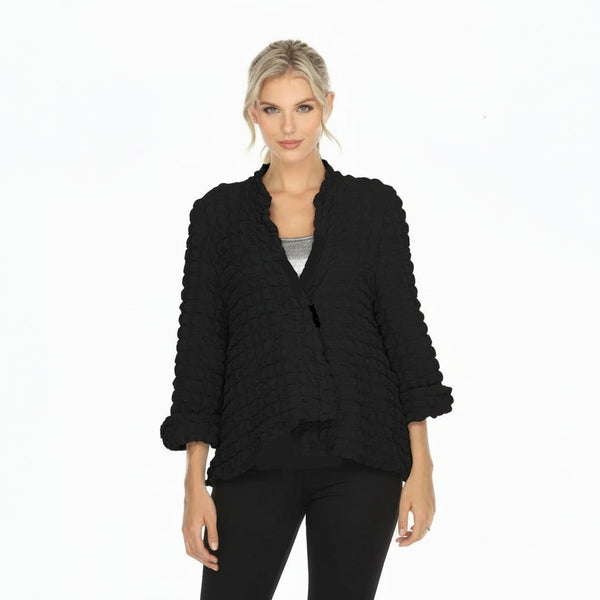 Solid Asymmetric Jacket in Black - 3715-BLK
