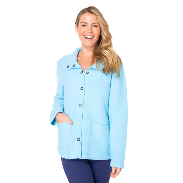 Terry Snap Jacket in Sky Blue - 20012-SKY