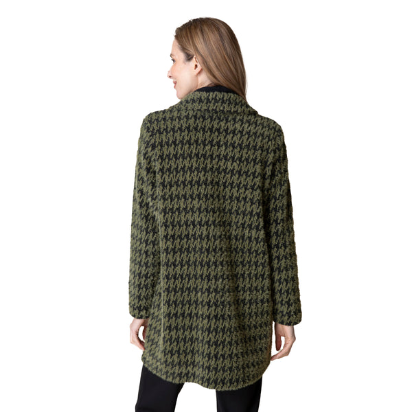 Chenille Houndstooth Car Coat in Olive - 49345-OLV - Sizes S & M Only!