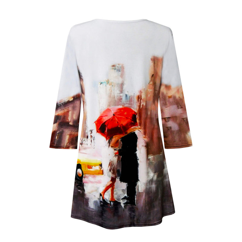 Valentina "Romantique" Print V-Neck Tunic in Multi - 26743-TU