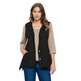 Hooded Textured Waffle Vest in Black - FW144-BLK