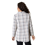 Speckle Knit Plaid Swing Jacket in Putty - 32847