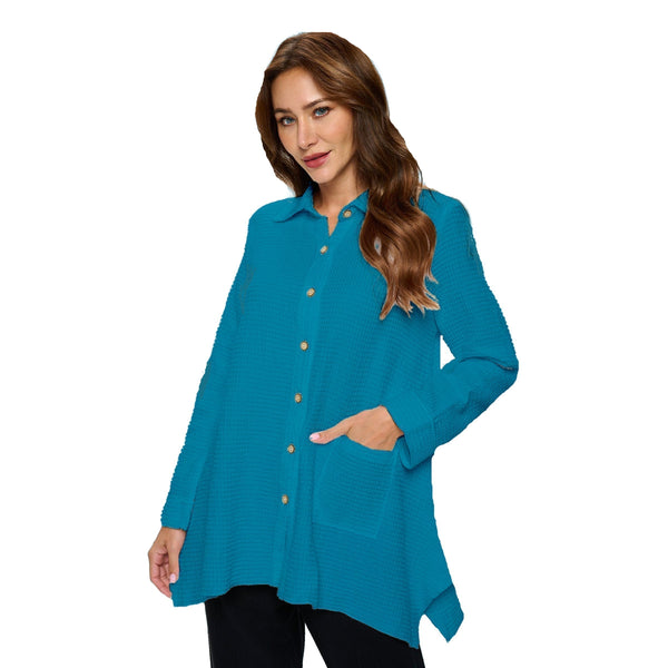 Pocket Waffle Tunic Shirt in Ocean - FW154-OCN