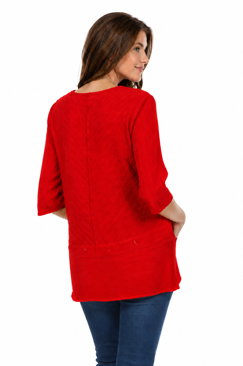 Diagonal Rib Cotton Tunic in Plus Sizes - CS342P