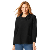 Textured Cowl Neck Pocket Top - 16010 - Size XS Only!
